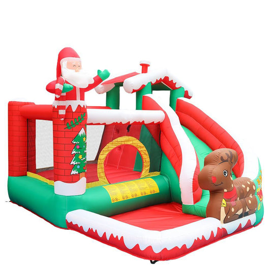 KeepFuns Christmas themed inflatable castle, children's slide and trampoline park, outdoor parent-child interactive amusement facilities, Santa Claus reindeer shaped inflatable toys