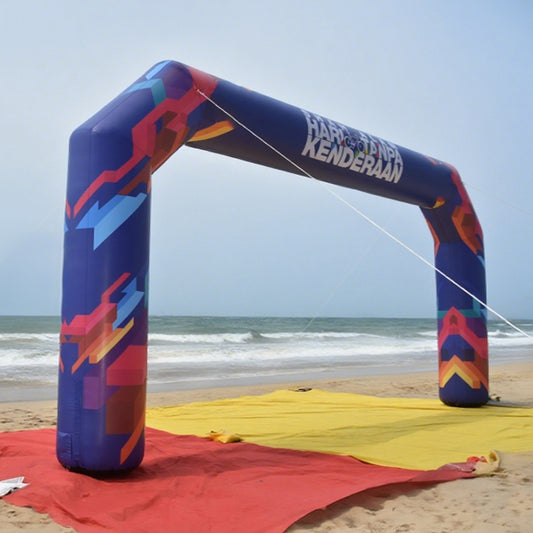 KeepFuns Colorful gradient right angle inflatable arch Outdoor cycling event arch City car-free day promotion arch Customized theme pattern arch