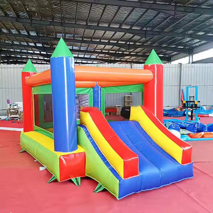 KeepFuns Colorful inflatable castle, children's slide trampoline park, outdoor parent-child interactive amusement facilities, kindergarten activity inflatable castle