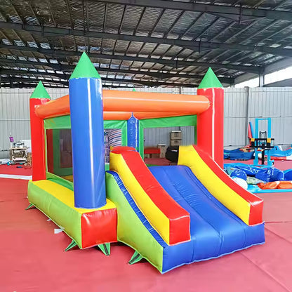 KeepFuns Colorful inflatable castle, children's slide trampoline park, outdoor parent-child interactive amusement facilities, kindergarten activity inflatable castle