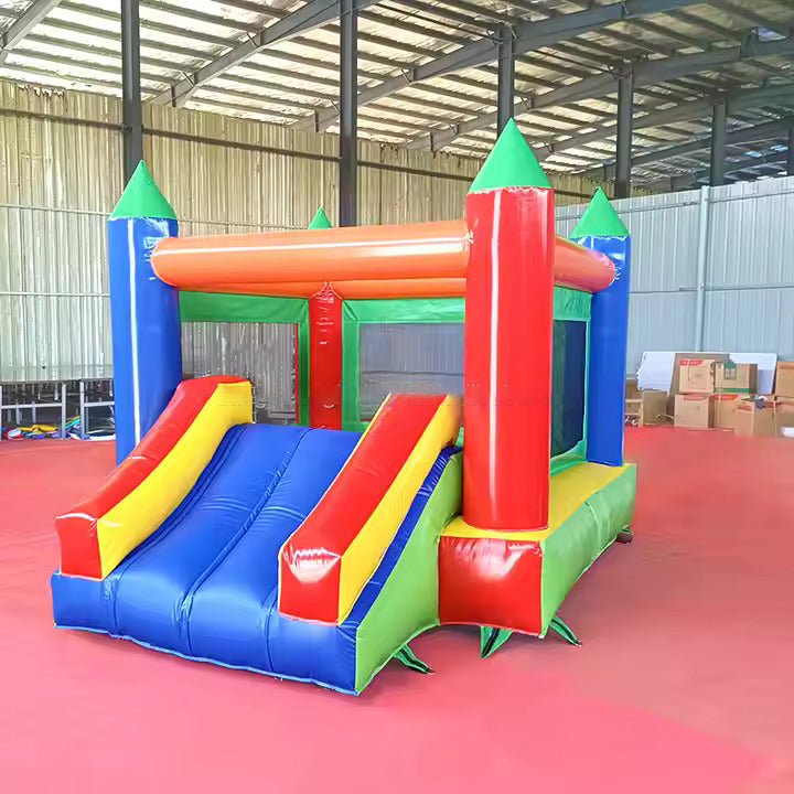 KeepFuns Colorful inflatable castle, children's slide trampoline park, outdoor parent-child interactive amusement facilities, kindergarten activity inflatable castle