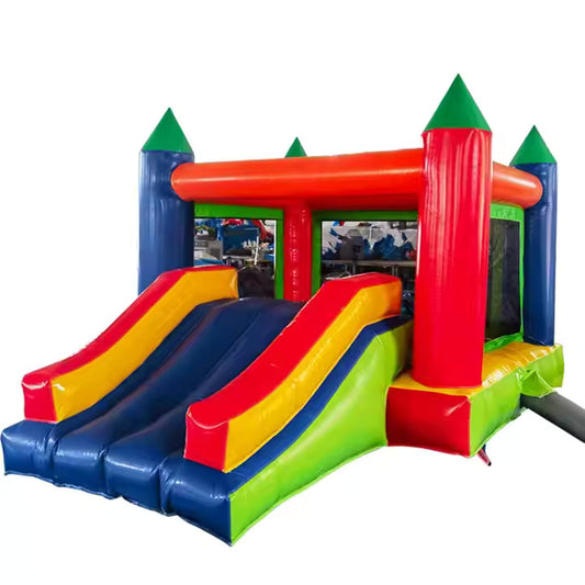 KeepFuns Colorful inflatable castle, children's slide trampoline park, outdoor parent-child interactive amusement facilities, kindergarten activity inflatable castle