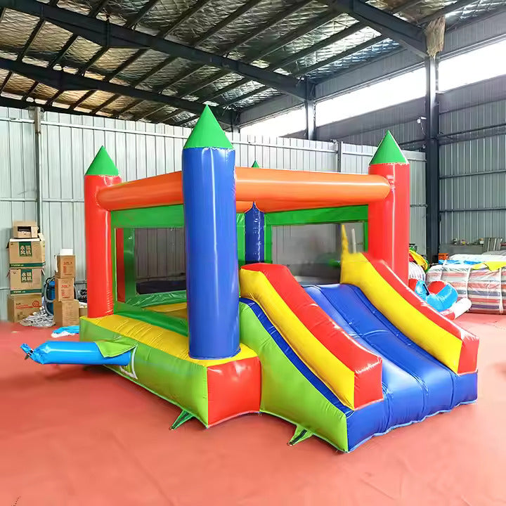 KeepFuns Colorful inflatable castle, children's slide trampoline park, outdoor parent-child interactive amusement facilities, kindergarten activity inflatable castle