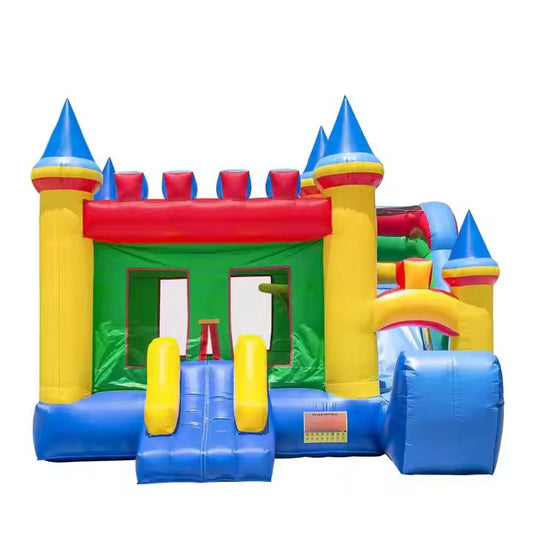 KeepFuns Colorful inflatable castle, children's slide trampoline park, outdoor parent-child interactive amusement facilities, large castle theme inflatable toys