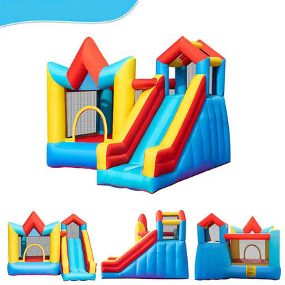 KeepFuns Colorful inflatable castle, children's slide trampoline park, outdoor parent-child interactive amusement facilities, large castle theme inflatable toys