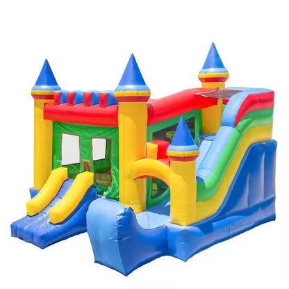 KeepFuns Colorful inflatable castle, children's slide trampoline park, outdoor parent-child interactive amusement facilities, large castle theme inflatable toys