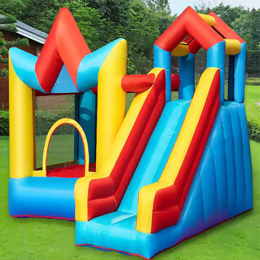 KeepFuns Colorful inflatable castle, children's slide trampoline park, outdoor parent-child interactive amusement facilities, large castle theme inflatable toys