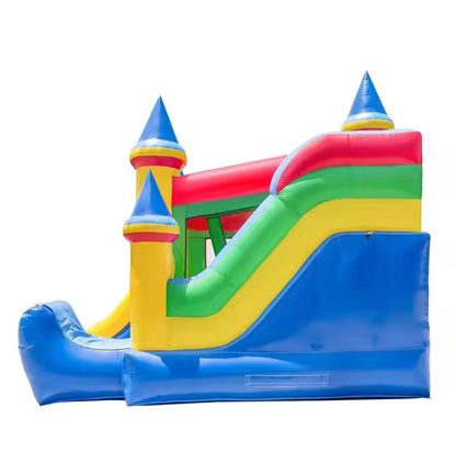 KeepFuns Colorful inflatable castle, children's slide trampoline park, outdoor parent-child interactive amusement facilities, large castle theme inflatable toys