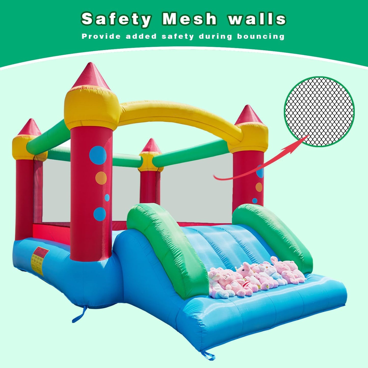 KeepFuns Colorful inflatable castle, children's slide trampoline park, outdoor parent-child interactive amusement facilities, small inflatable toys for kindergarten activities