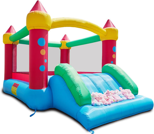 KeepFuns Colorful inflatable castle, children's slide trampoline park, outdoor parent-child interactive amusement facilities, small inflatable toys for kindergarten activities