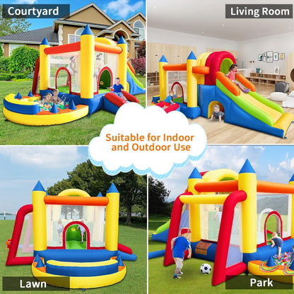 KeepFuns Colorful inflatable castle children's slide trampoline park outdoor parent-child interactive amusement facilities 3 years old + family courtyard inflatable toys