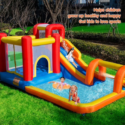KeepFuns Red and yellow inflatable water amusement park, children's slide castle combination, outdoor parent-child water play facilities