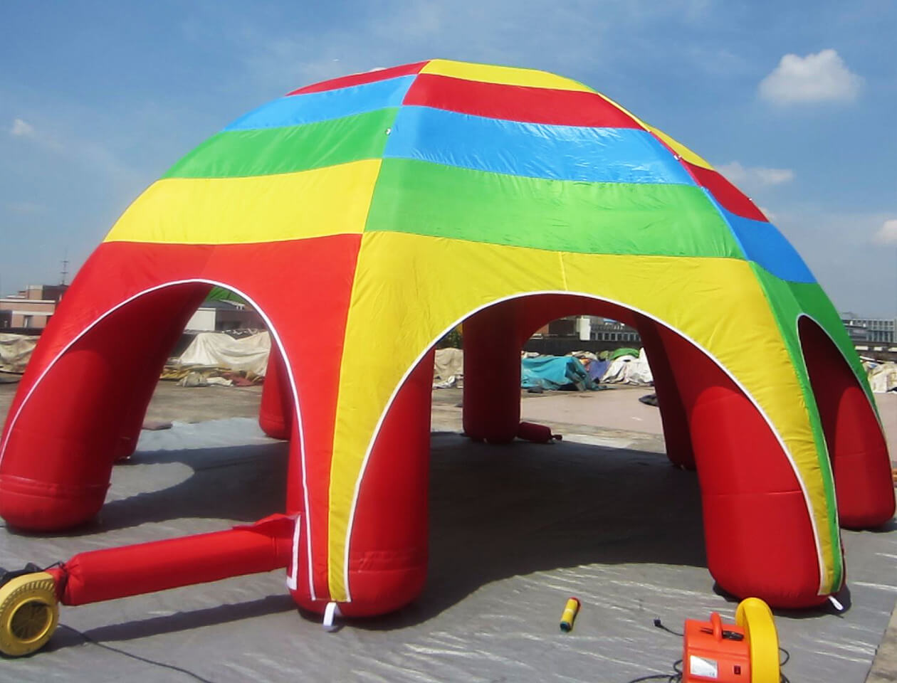 KeepFuns Color striped inflatable tent outdoor children's playground activity tent multi-color splicing exhibition sales inflatable tent