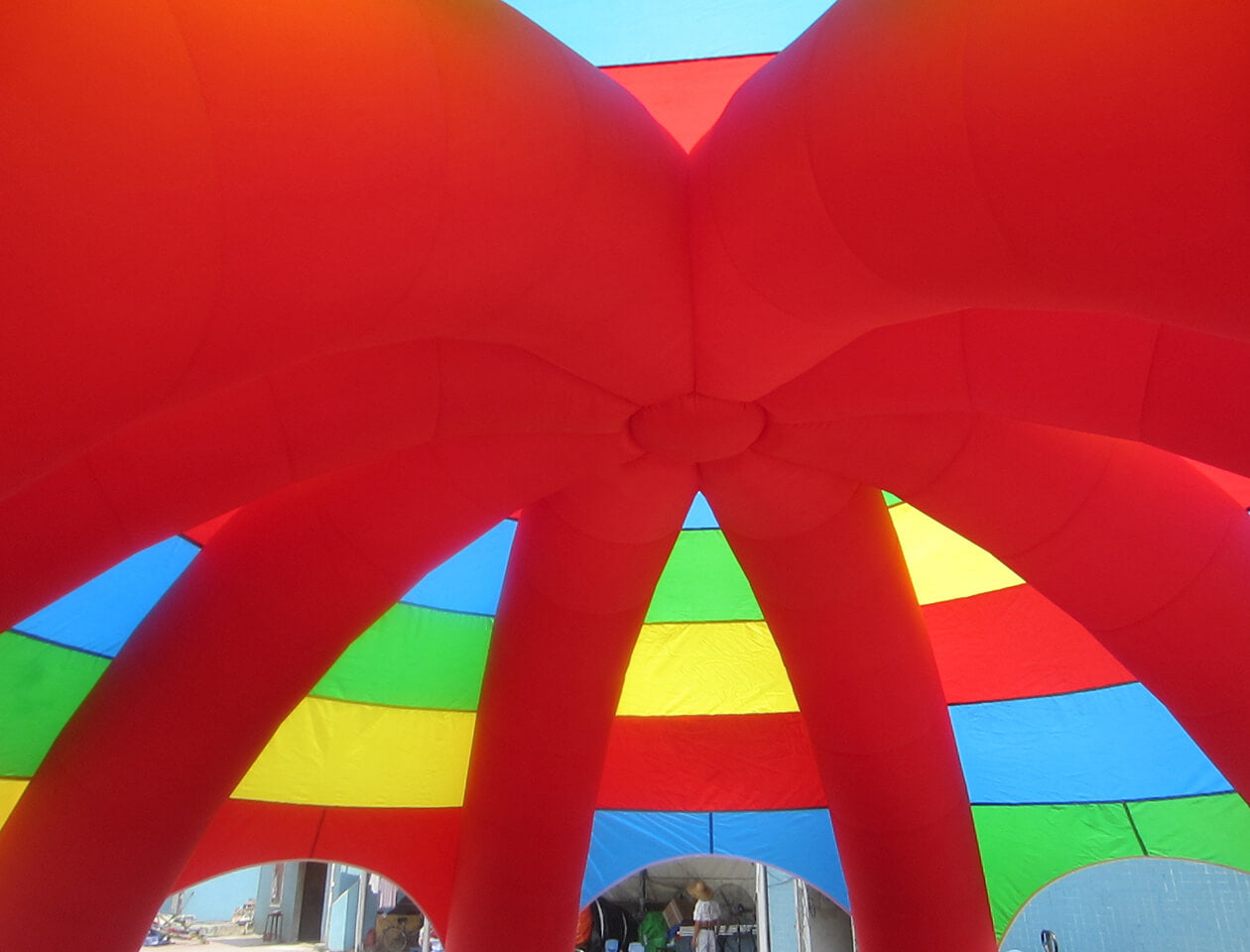 KeepFuns Color striped inflatable tent outdoor children's playground activity tent multi-color splicing exhibition sales inflatable tent