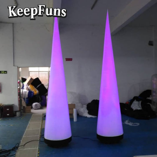 KeepFuns multi-conical upright tube lights can be customized in size and color. They are easy to install, lightweight, and made of sturdy materials, suitable for decorations at parties, courtyards, shopping malls, clubs, etc.