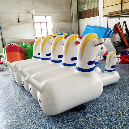 KeepFuns Cute inflatable jumping horse parent-child interactive Sports Games toys white, red and blue color matching children's outdoor amusement equipment