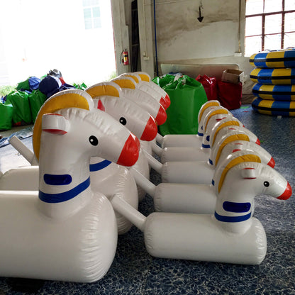 KeepFuns Cute inflatable jumping horse parent-child interactive Sports Games toys white, red and blue color matching children's outdoor amusement equipment