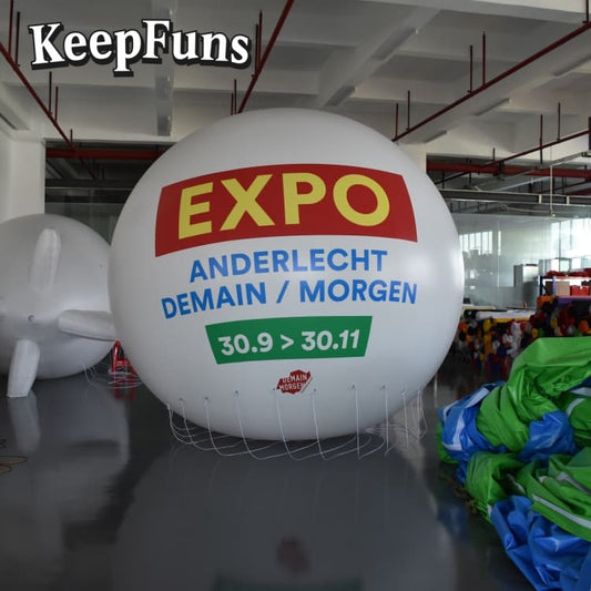 KeepFuns PVC inflatable balloons, with customizable sizes and logos. The material is waterproof and durable, suitable for shopping mall decorations, party decorations, theme events, and advertising.