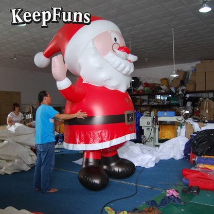 KeepFuns Waterproof PVC Santa Claus Model - Custom Logo Available for Christmas Yard/ Mall Decoration & Brand Marketing