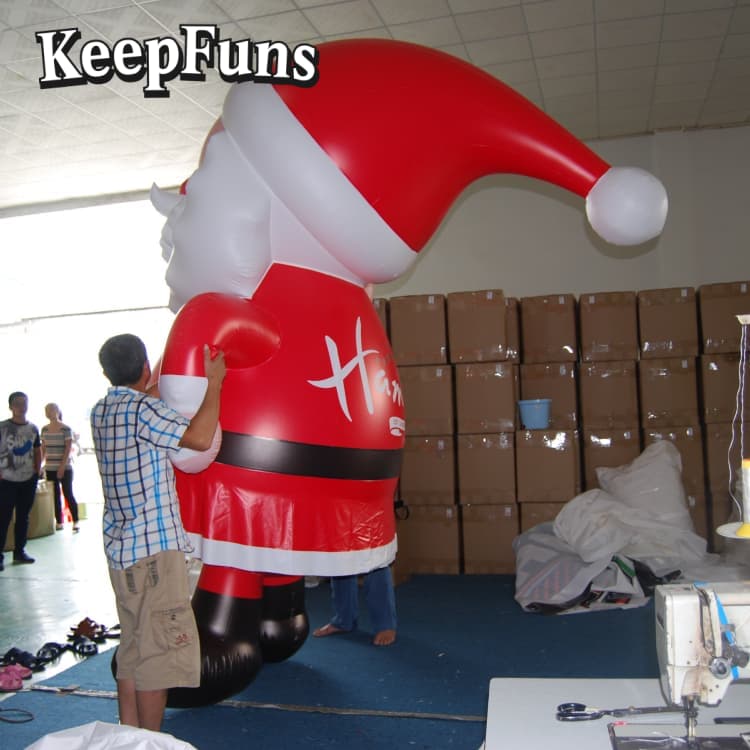 KeepFuns Waterproof PVC Santa Claus Model - Custom Logo Available for Christmas Yard/ Mall Decoration & Brand Marketing