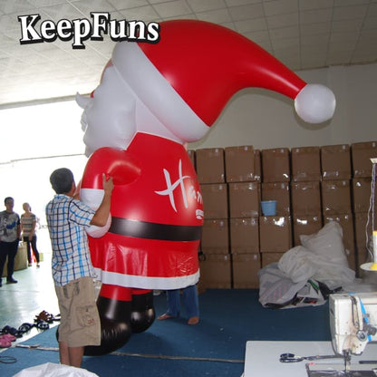KeepFuns Waterproof PVC Santa Claus Model - Custom Logo Available for Christmas Yard/ Mall Decoration & Brand Marketing