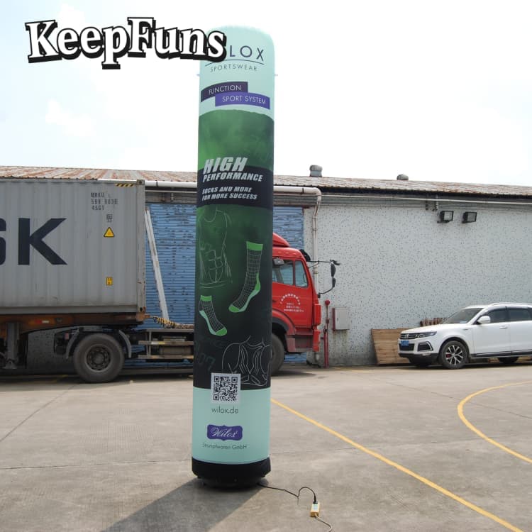 KeepFuns Inflatable Advertising Light Tubes: Customizable (color, size, print), easy to inflate, durable, ideal for ads, malls, clubs, courtyards.