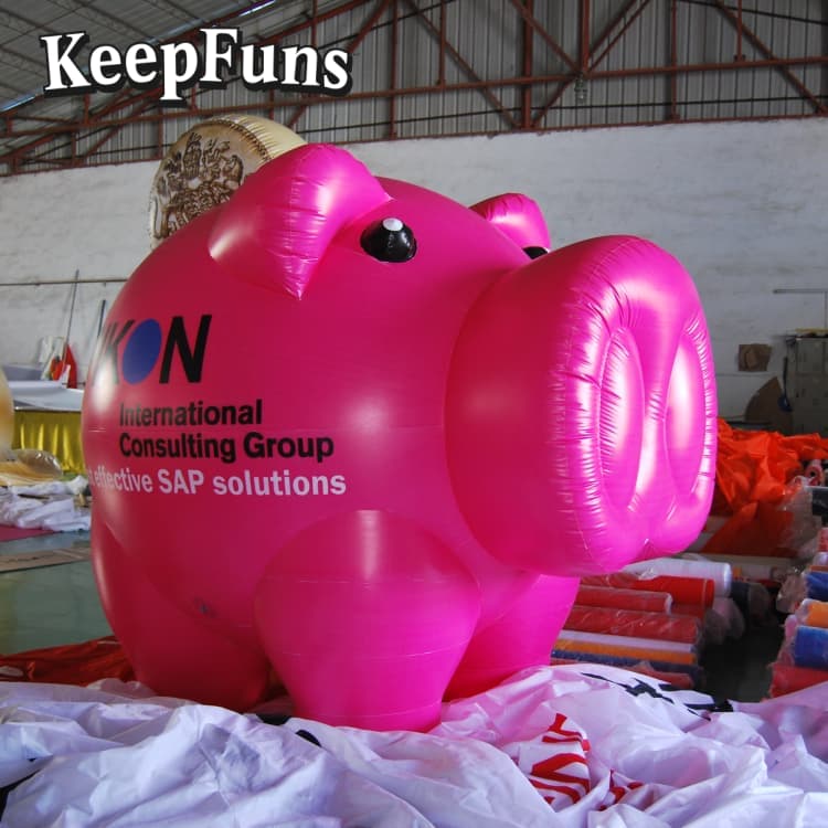 KeepFuns Heavy-Duty Waterproof PVC Pink Pig Inflatable Toy - Logo Printable for Indoor Playground & Kids Entertainment