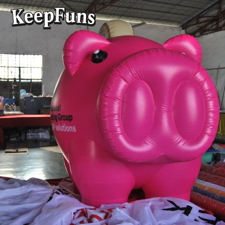 KeepFuns Heavy-Duty Waterproof PVC Pink Pig Inflatable Toy - Logo Printable for Indoor Playground & Kids Entertainment