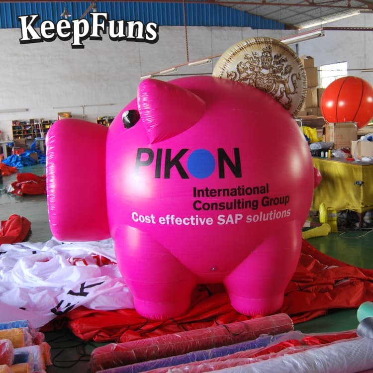 KeepFuns Heavy-Duty Waterproof PVC Pink Pig Inflatable Toy - Logo Printable for Indoor Playground & Kids Entertainment