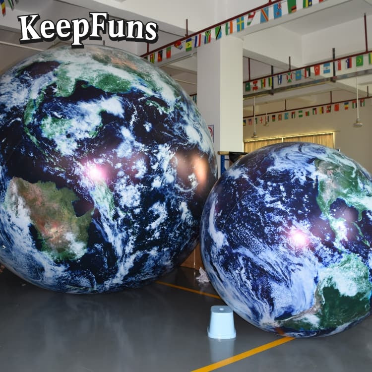 KeepFuns PVC Inflatable Planet Balloons, customizable in size and Logo, made of waterproof and durable material, suitable for mall decoration, party decoration, theme events, and advertising