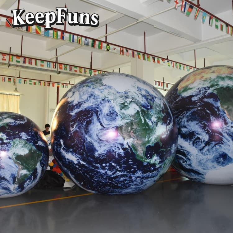 KeepFuns PVC Inflatable Planet Balloons, customizable in size and Logo, made of waterproof and durable material, suitable for mall decoration, party decoration, theme events, and advertising