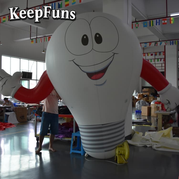 KeepFuns Durable Inflatable Light Bulb Prop - PVC Waterproof Material, Customizable Logo for Product Promotion & Brand Activation