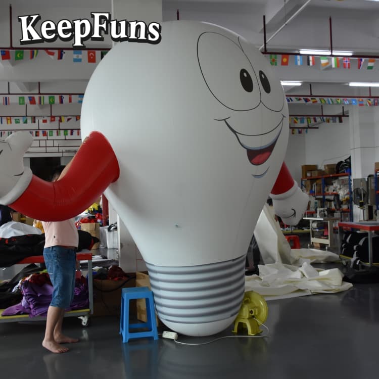 KeepFuns Durable Inflatable Light Bulb Prop - PVC Waterproof Material, Customizable Logo for Product Promotion & Brand Activation