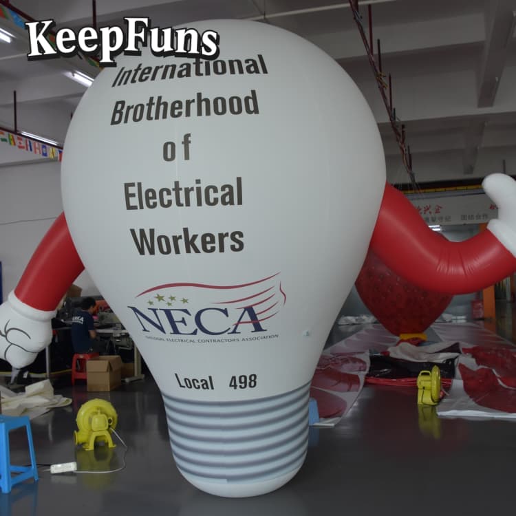 KeepFuns Durable Inflatable Light Bulb Prop - PVC Waterproof Material, Customizable Logo for Product Promotion & Brand Activation