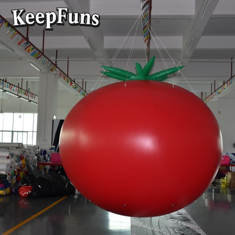 KeepFuns Durable PVC Inflatable Tomato Toy - Custom Logo Available for Commercial Promotion, Shopping Mall Activities