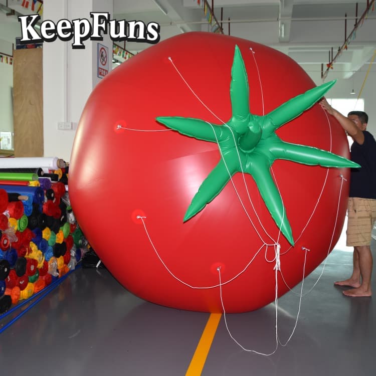 KeepFuns Durable PVC Inflatable Tomato Toy - Custom Logo Available for Commercial Promotion, Shopping Mall Activities