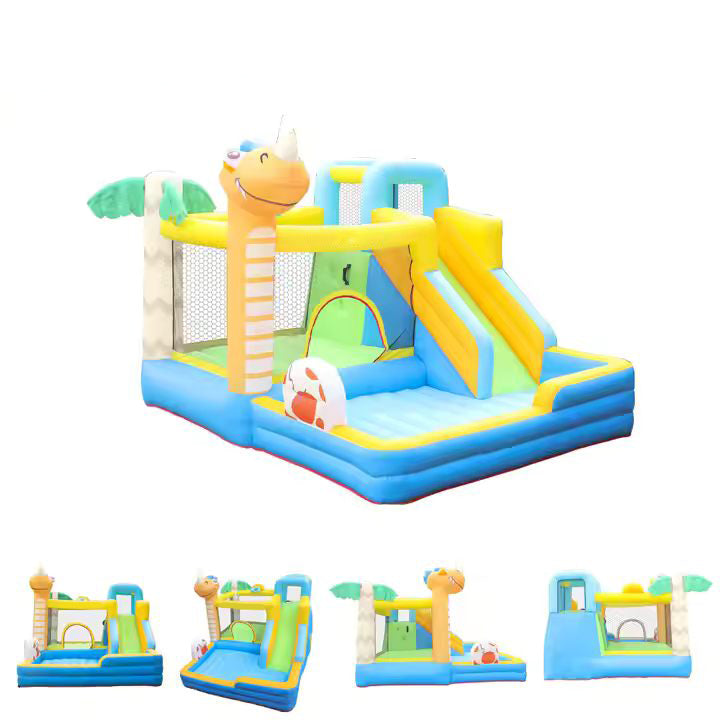 KeepFuns Dinosaur theme inflatable castle, children's slide, ball pool, trampoline park, outdoor parent-child interactive amusement facilities, with dinosaur-shaped inflatable toys