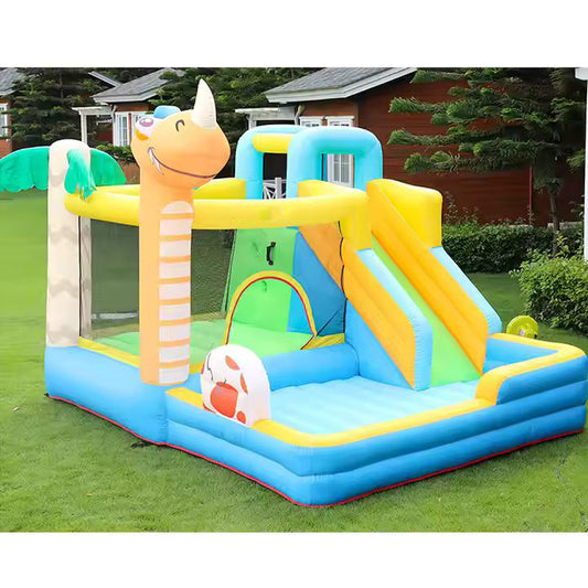 KeepFuns Dinosaur theme inflatable castle, children's slide, ball pool, trampoline park, outdoor parent-child interactive amusement facilities, with dinosaur-shaped inflatable toys