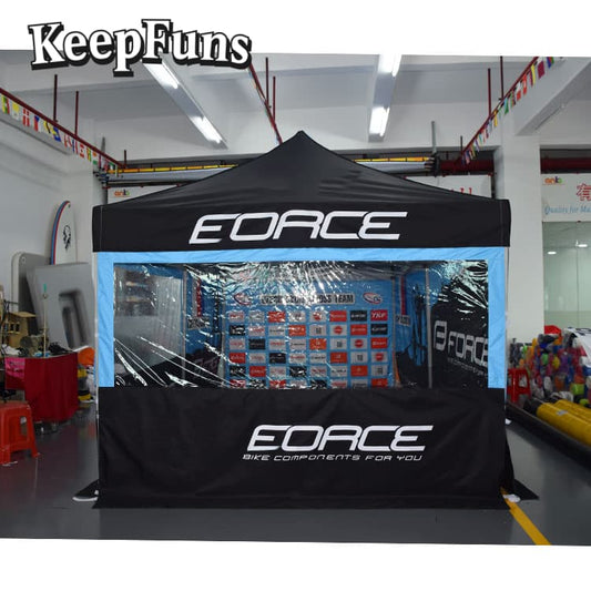 KeepFuns folding tent, with customizable size, color and printed content, is easy to set up and lightweight, suitable for events such as exhibitions, commercial promotions, outdoor events, etc.