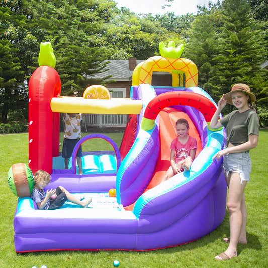 KeepFuns Fruit themed inflatable playground Children's slides, trampolines, water castles Outdoor parent-child interactive amusement facilities Colorful fruit-shaped inflatable playground