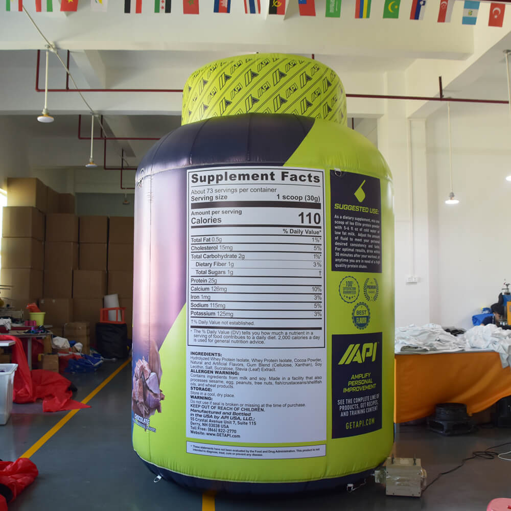 KeepKuns Giant API ISO ELITE protein powder can inflatable model for fitness supplement brand promotion and gym activity props