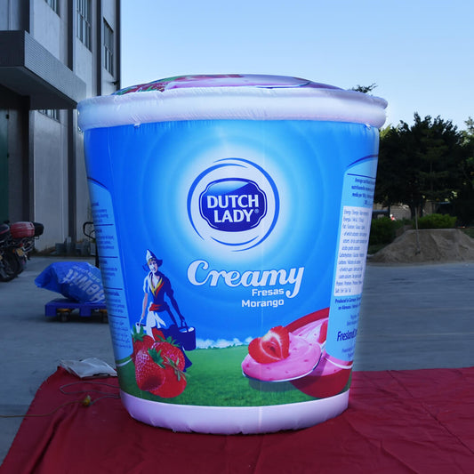 KeepFuns Giant Dutch Lady Strawberry Yogurt Inflatable Model Dairy Brand Promotion Inflatable Model Supermarket Activity Display Props