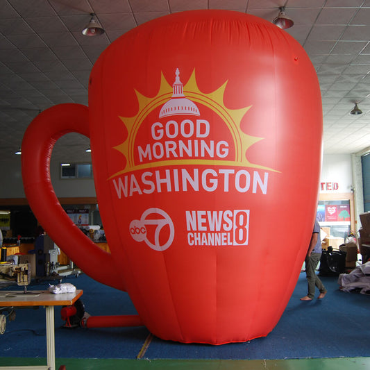 KeepFuns Giant "Good Morning Washington" coffee cup inflatable model, news program promotional inflatable model, event display prop