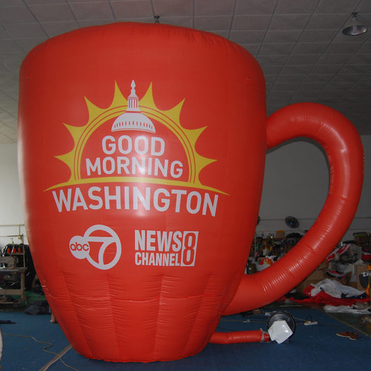 KeepFuns Giant "Good Morning Washington" coffee cup inflatable model, news program promotional inflatable model, event display prop