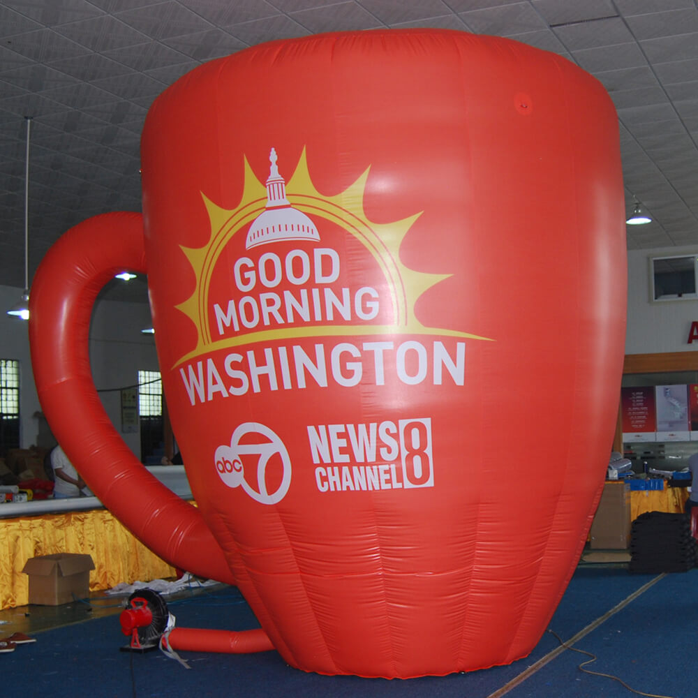 KeepFuns Giant "Good Morning Washington" coffee cup inflatable model, news program promotional inflatable model, event display prop