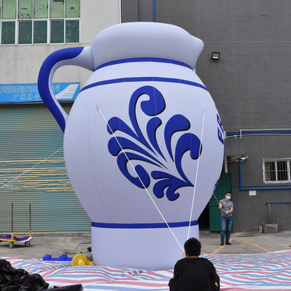 KeepFuns Giant blue and white porcelain pattern kettle inflatable model Traditional style brand promotion inflatable model Event display props