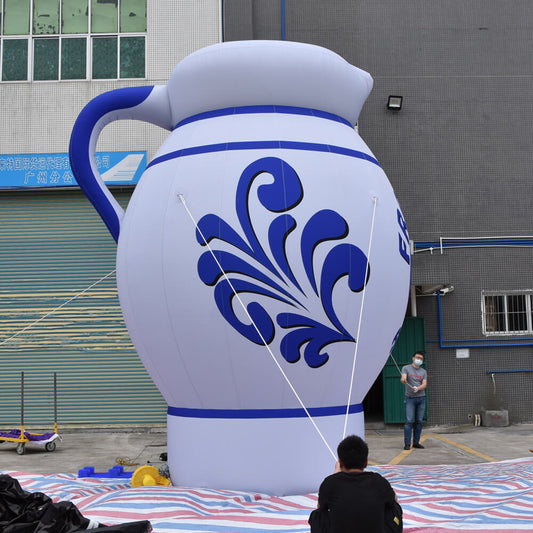 KeepFuns Giant blue and white porcelain pattern kettle inflatable model Traditional style brand promotion inflatable model Event display props