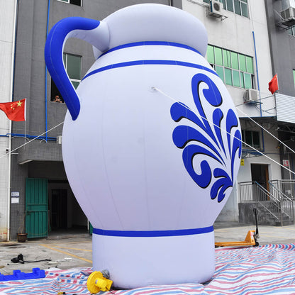 KeepFuns Giant blue and white porcelain pattern kettle inflatable model Traditional style brand promotion inflatable model Event display props