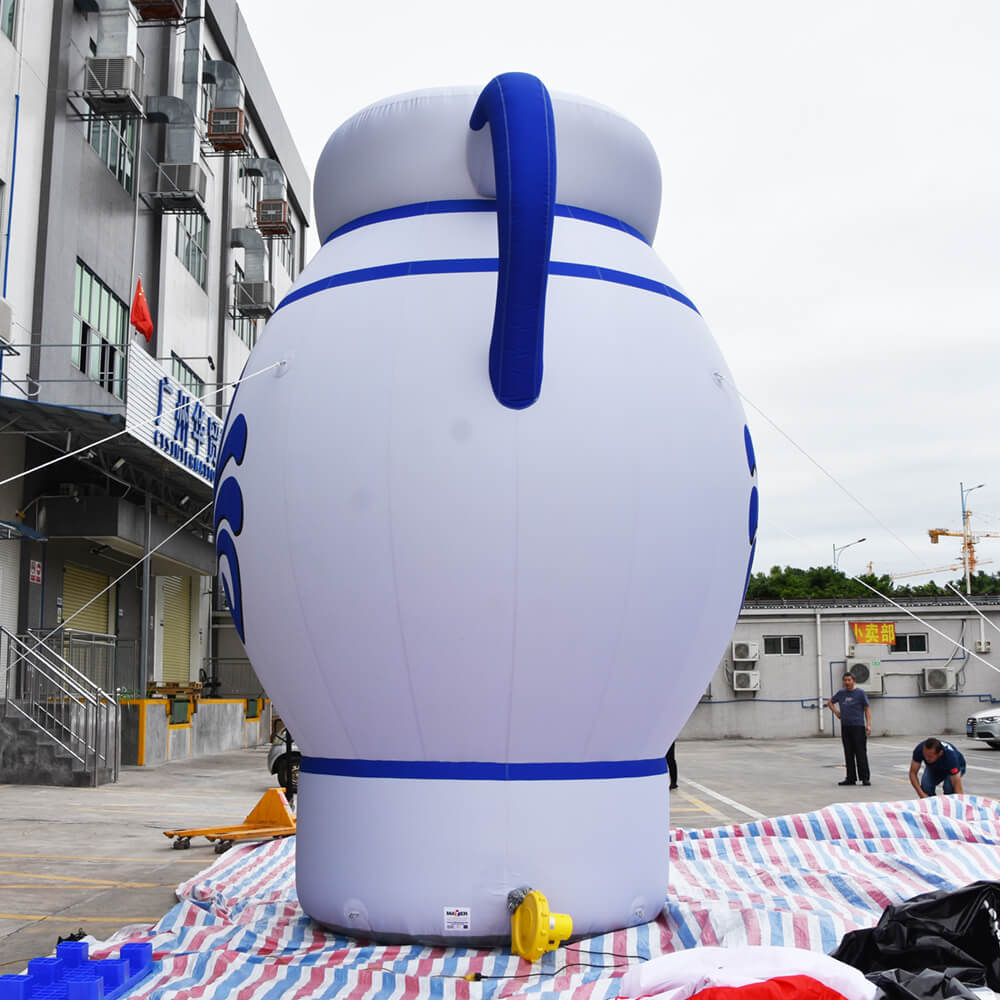 KeepFuns Giant blue and white porcelain pattern kettle inflatable model Traditional style brand promotion inflatable model Event display props