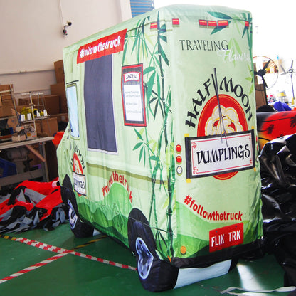 KeepFuns Green food truck inflatable model, food truck promotional inflatable model, catering brand promotion props